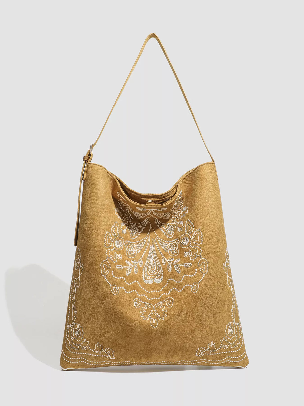 Embroidered Suede Handbag