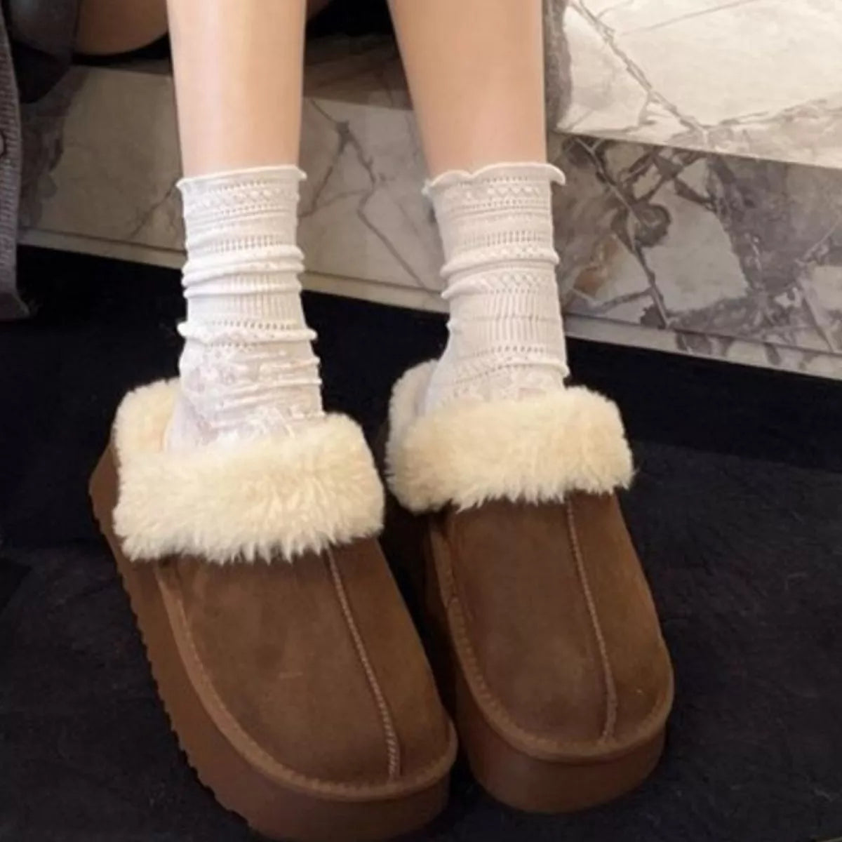 Round Toe Platform Slippers - Lilixa.store