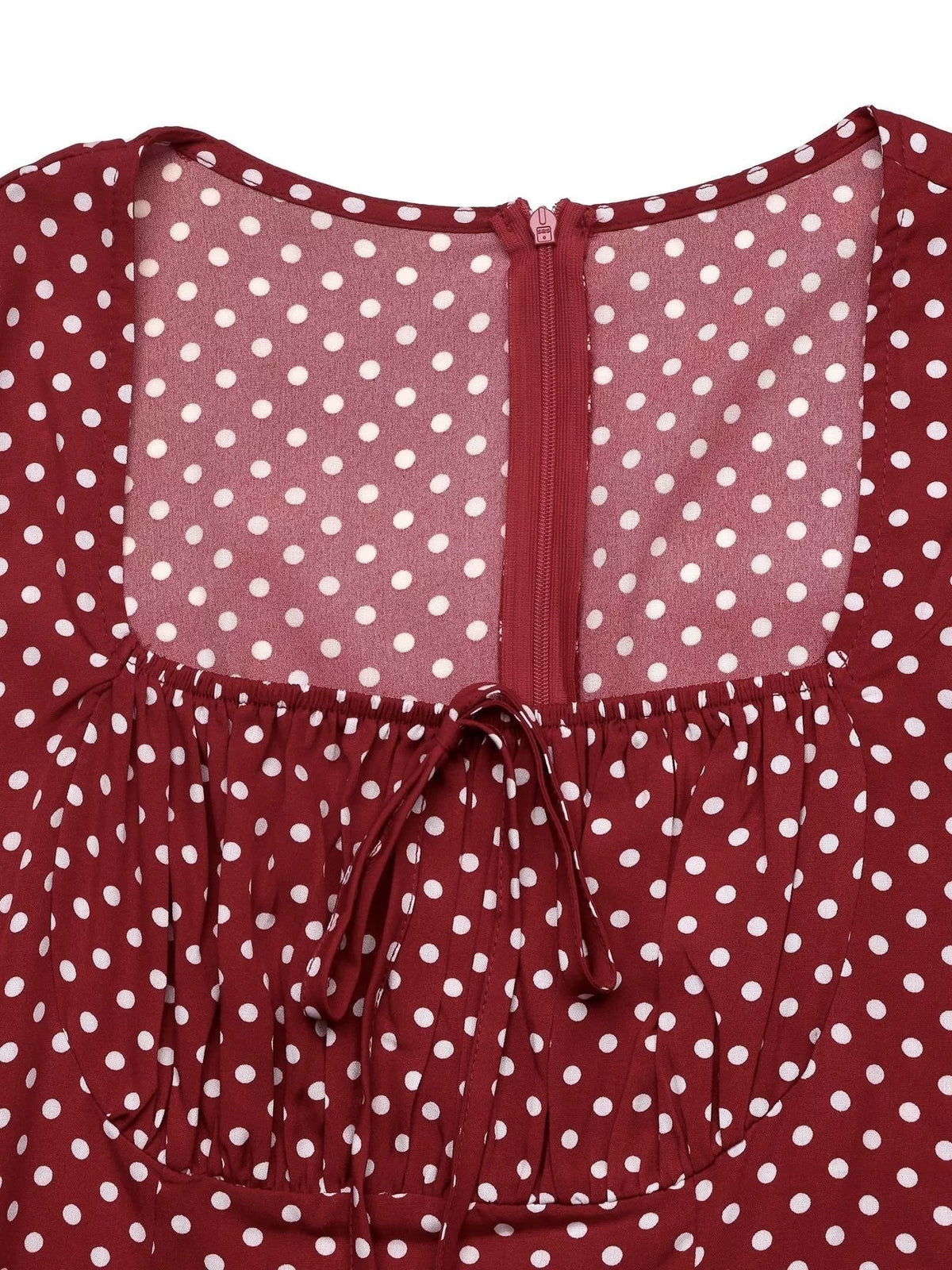 Square Neck Polka Dot Long Sleeve Maxi Dress - Lilixa.store