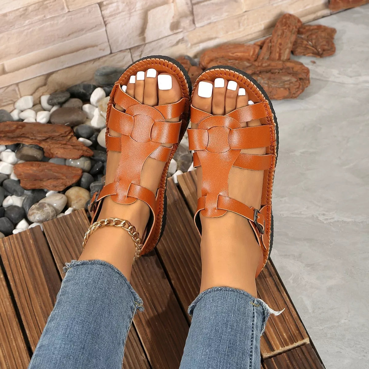 Open Toe Flat Sandals - Lilixa.store