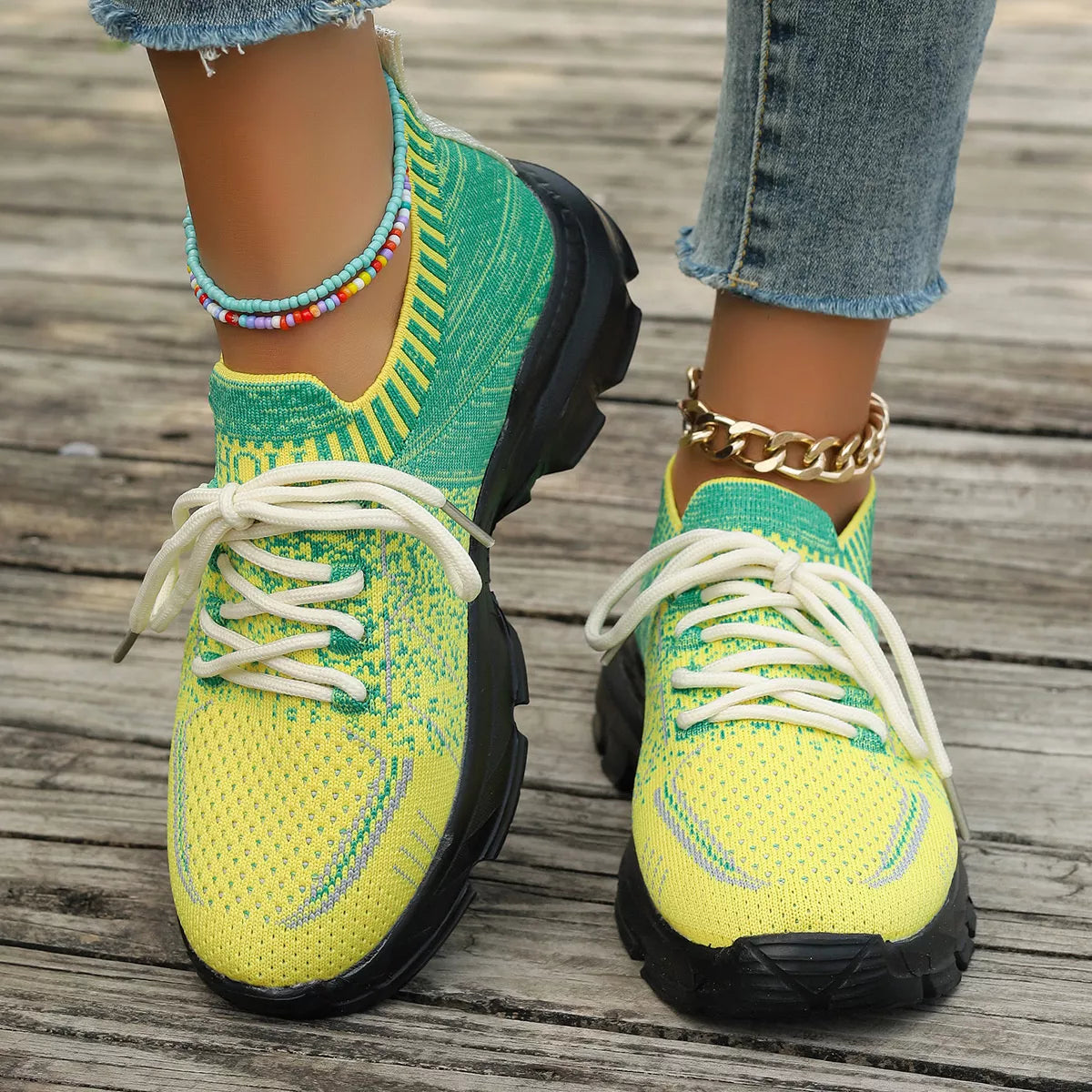 Round Toe Lace Up Sneakers - Lilixa.store