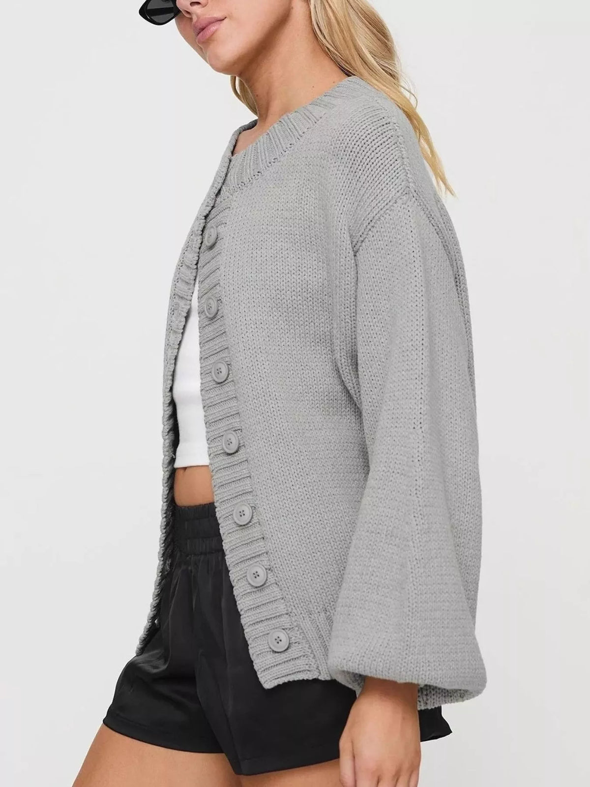 Chunky Knit Button-Up Cardigan - Lilixa.store