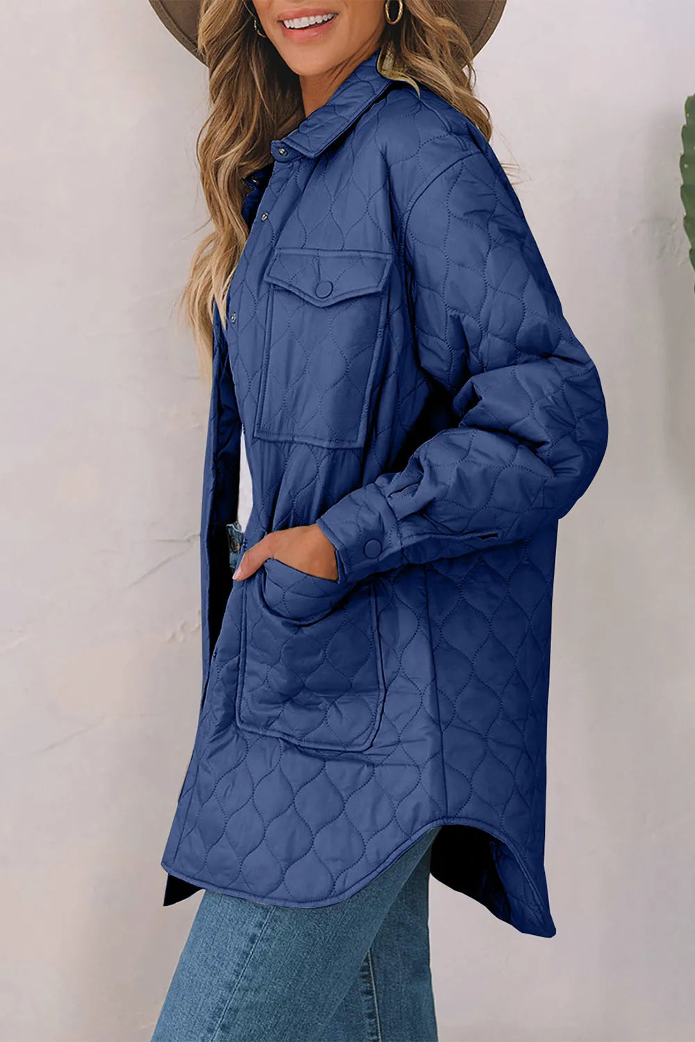 Snap Down Collared Winter Coat - Lilixa.store