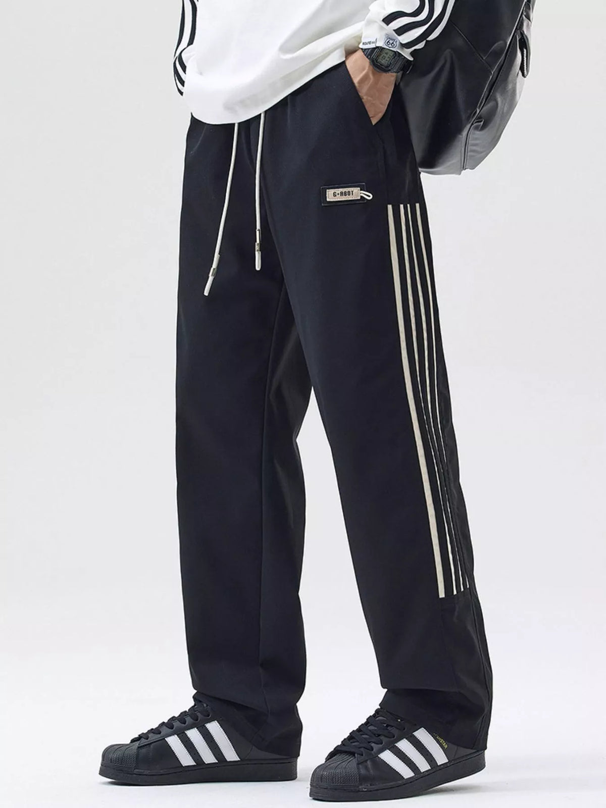 Men's Full Size Side Striped Wide Leg Casual Pants Plus Size, view 5