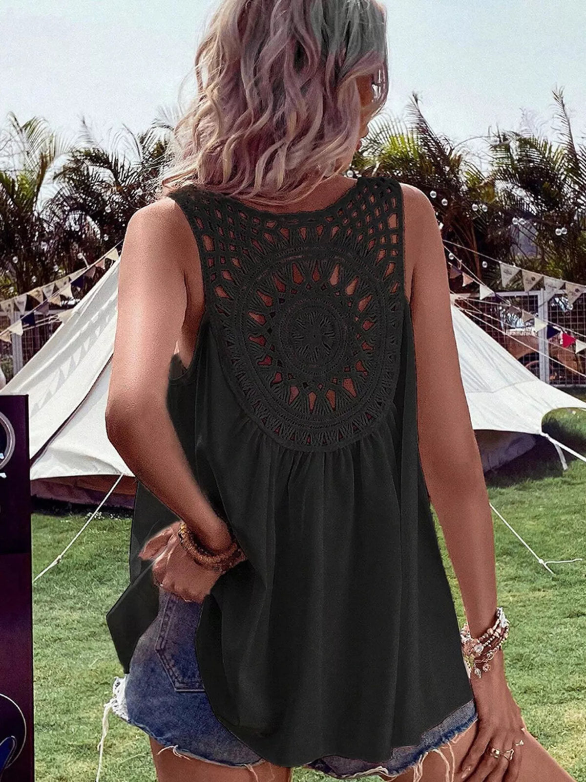 Crochet V-Neck Tank Top, view 5