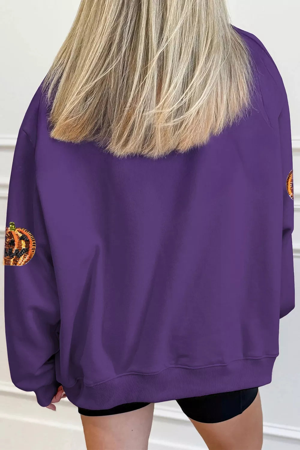 Sequin Pumpkin Spooky Halloween Sweatshirt - Lilixa.store