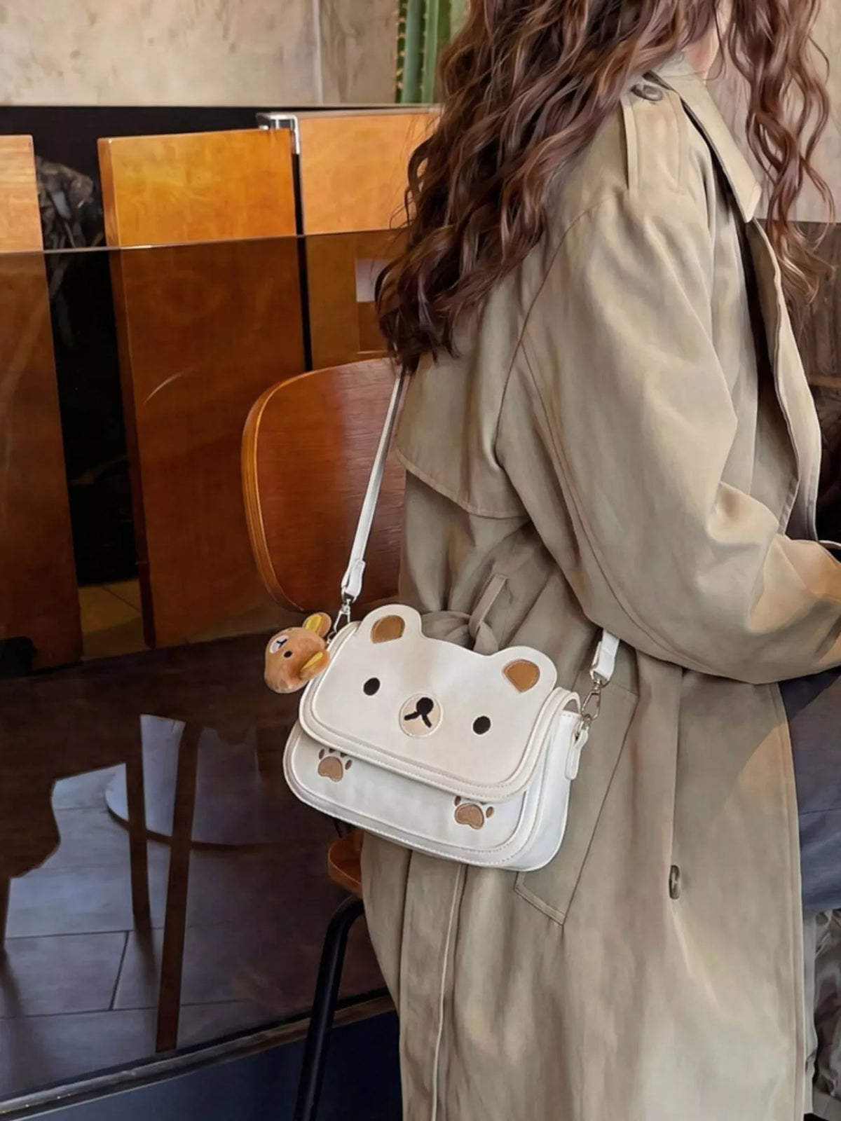 Cartoon Bear Crossbody Bag with Plush Bear Charm - Lilixa.store