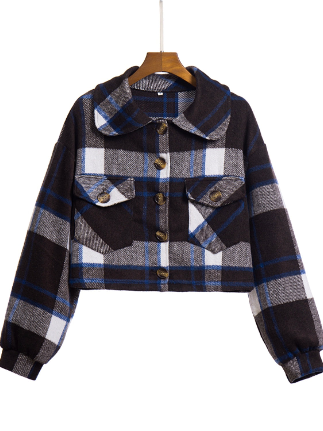 Plaid Button Front Jacket with Pockets, view 15