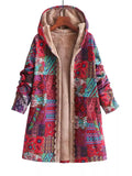Bohemian Patchwork Fleece Lined Hooded Outerwear - Lilixa.store