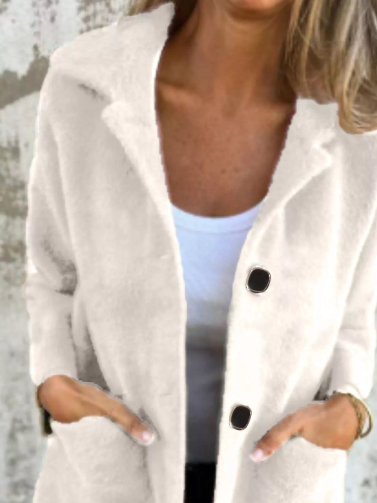Full Size Button-Down Long Sleeve Longline Coat Plus Size, view 5