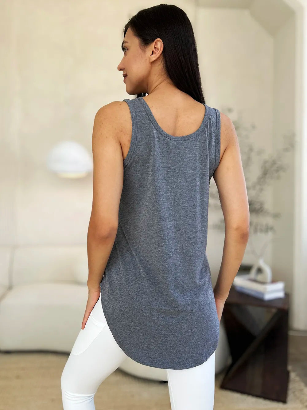 Basic Bae Full Size Round Neck Curved Hem Tank - Lilixa.store