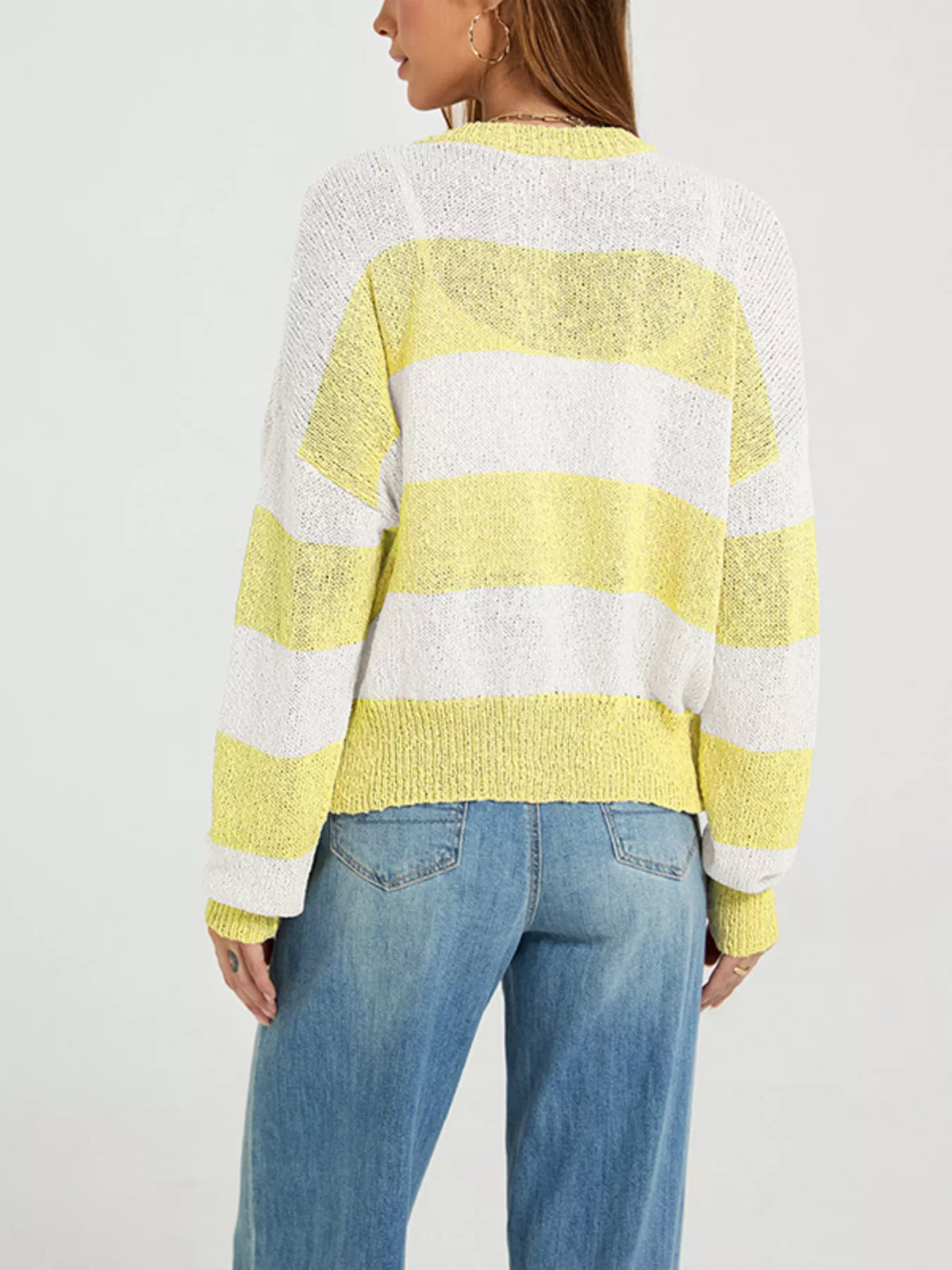 Casual Striped Button-Down Knit Cardigan - Lilixa.store