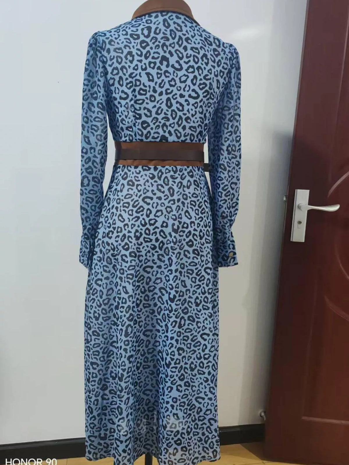 Leopard Print Shirt Dress with Contrast Trim