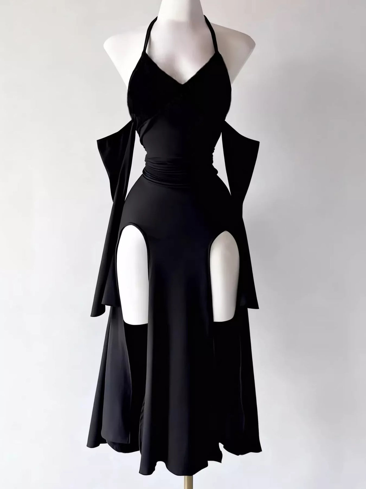 Halter Neck High-Slit Bodycon Dress - Lilixa.store