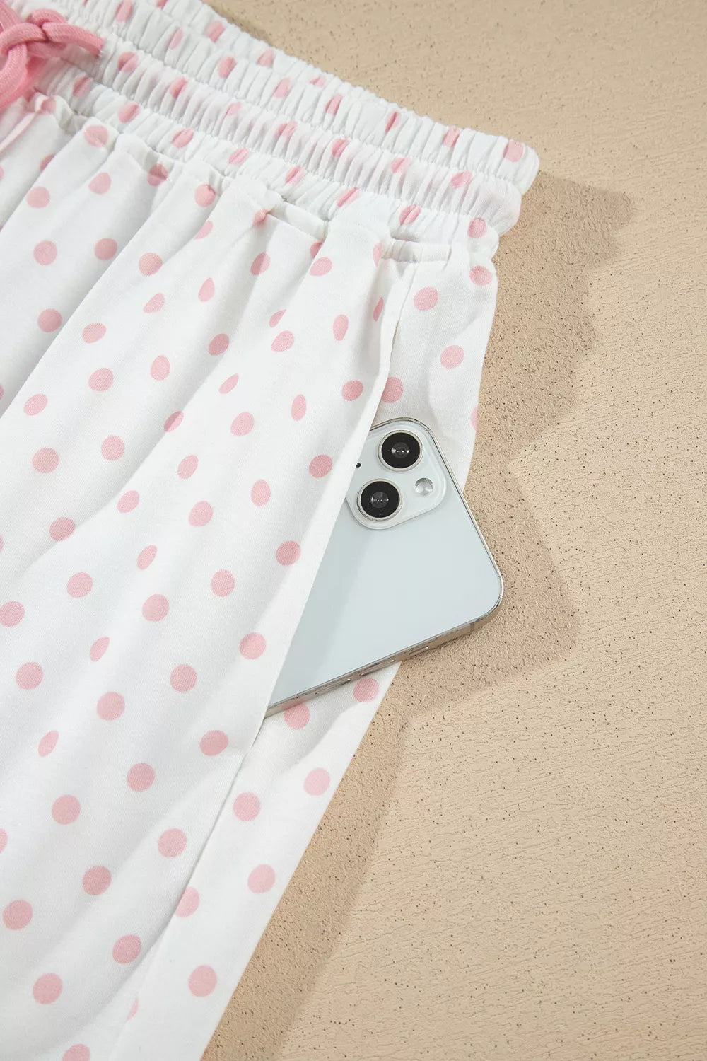 Polka Dot Cropped Sweatshirt and Wide-Leg Pants Set - Lilixa.store