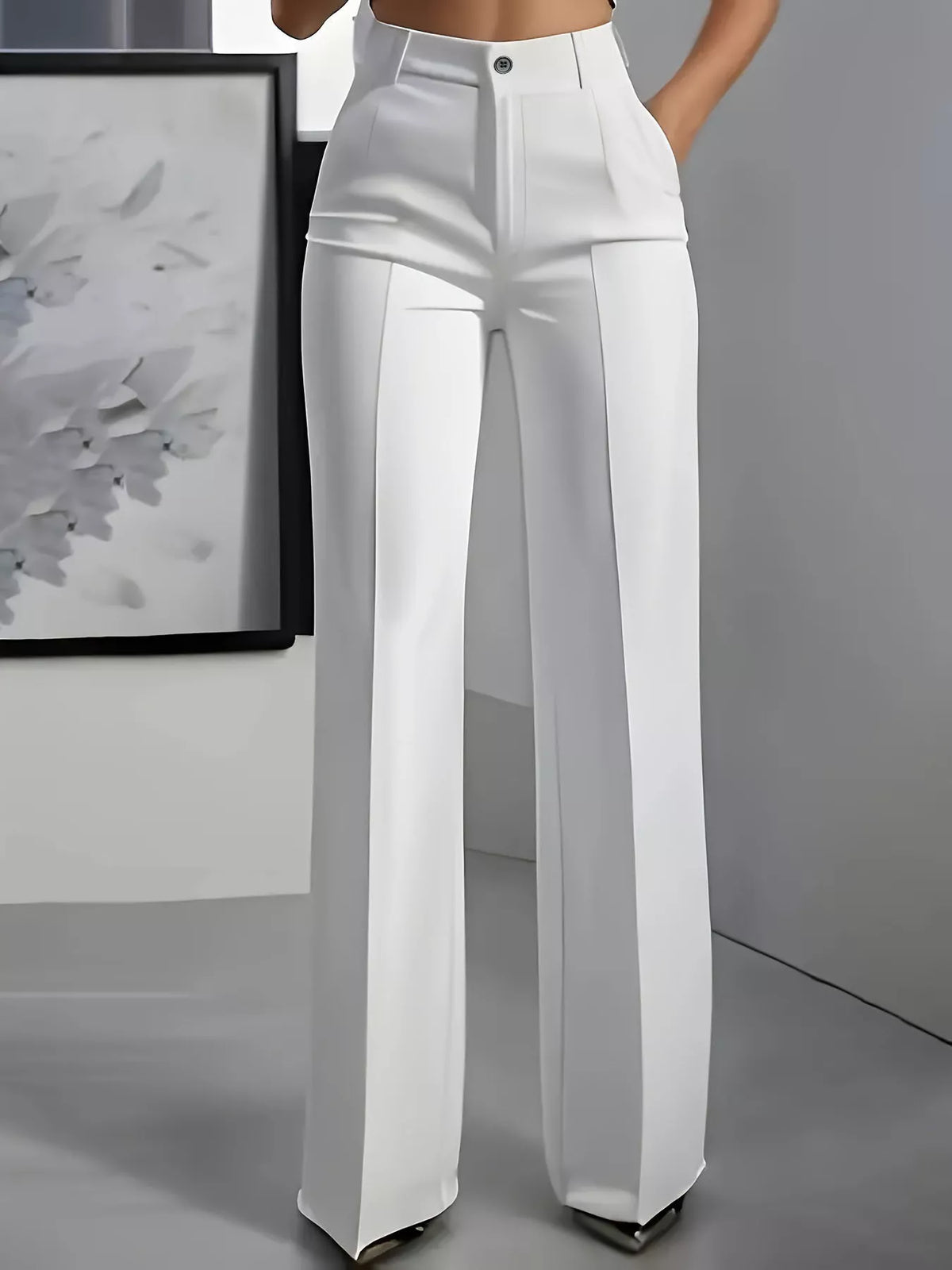 Full Size High-Waisted Wide-Leg Pants Plus Size in White