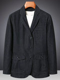 Men's Plus Size Classic Fit Textured Denim Blazer - Lilixa.store