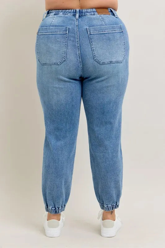Judy Blue Full Size High Waist Denim Jogger Plus Size - Lilixa.store