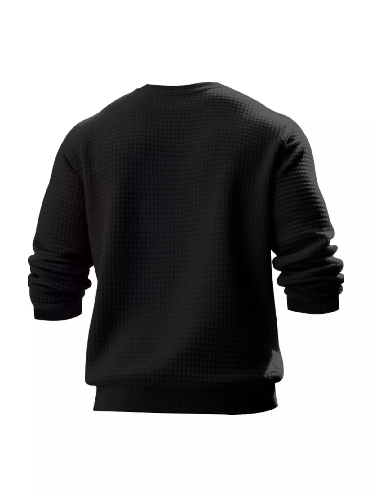 Men's Full Size Classic Waffle-Knit Crew Neck Sweatshirt Plus Size - Lilixa.store