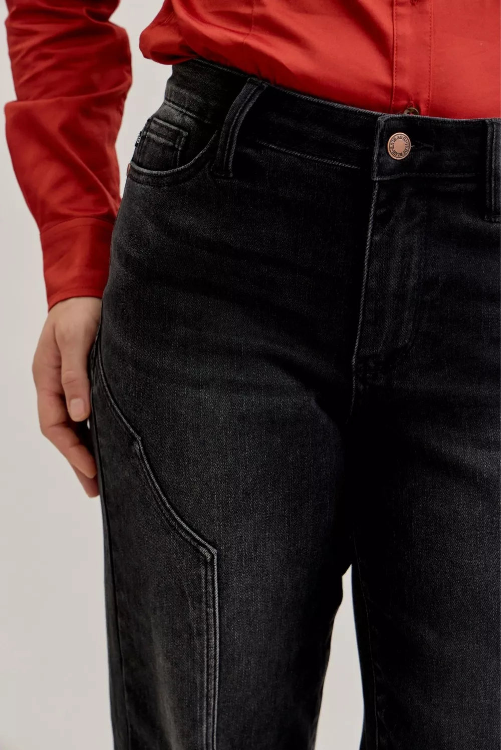 Judy Blue Mid Rise Straight Western Seam Detail Jeans - Lilixa.store