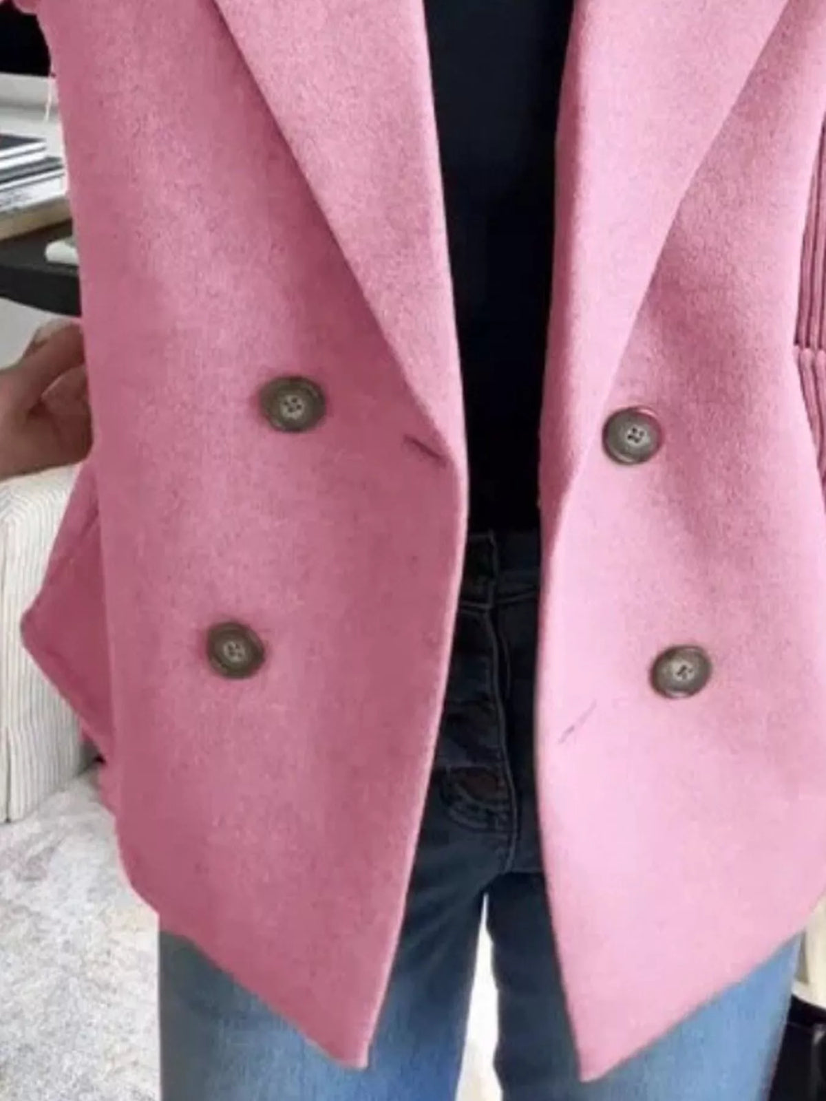 Full Size Knit Sleeve Double-Breasted Outerwear Plus Size, view 18