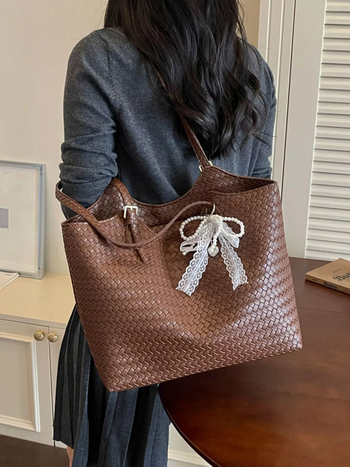 Woven Leather Shoulder Bag - Lilixa.store