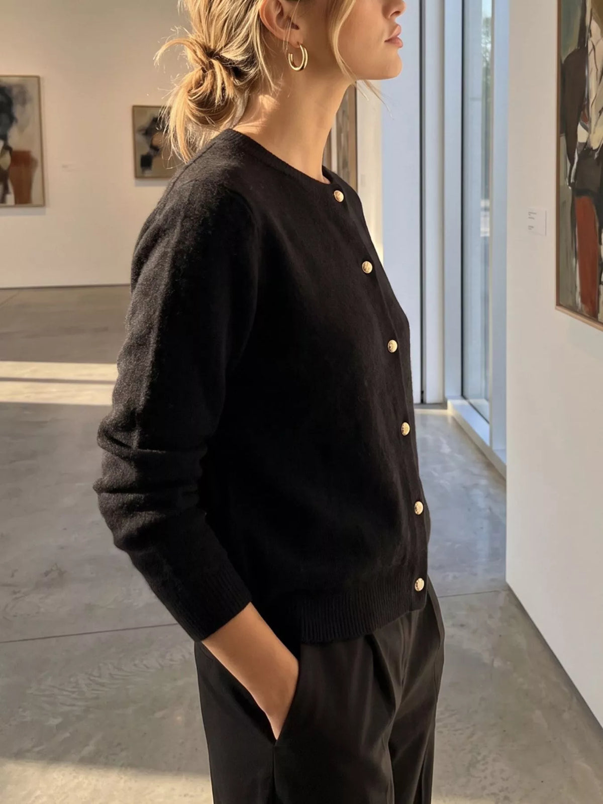 Classic Button-Down Knit Cardigan, view 14