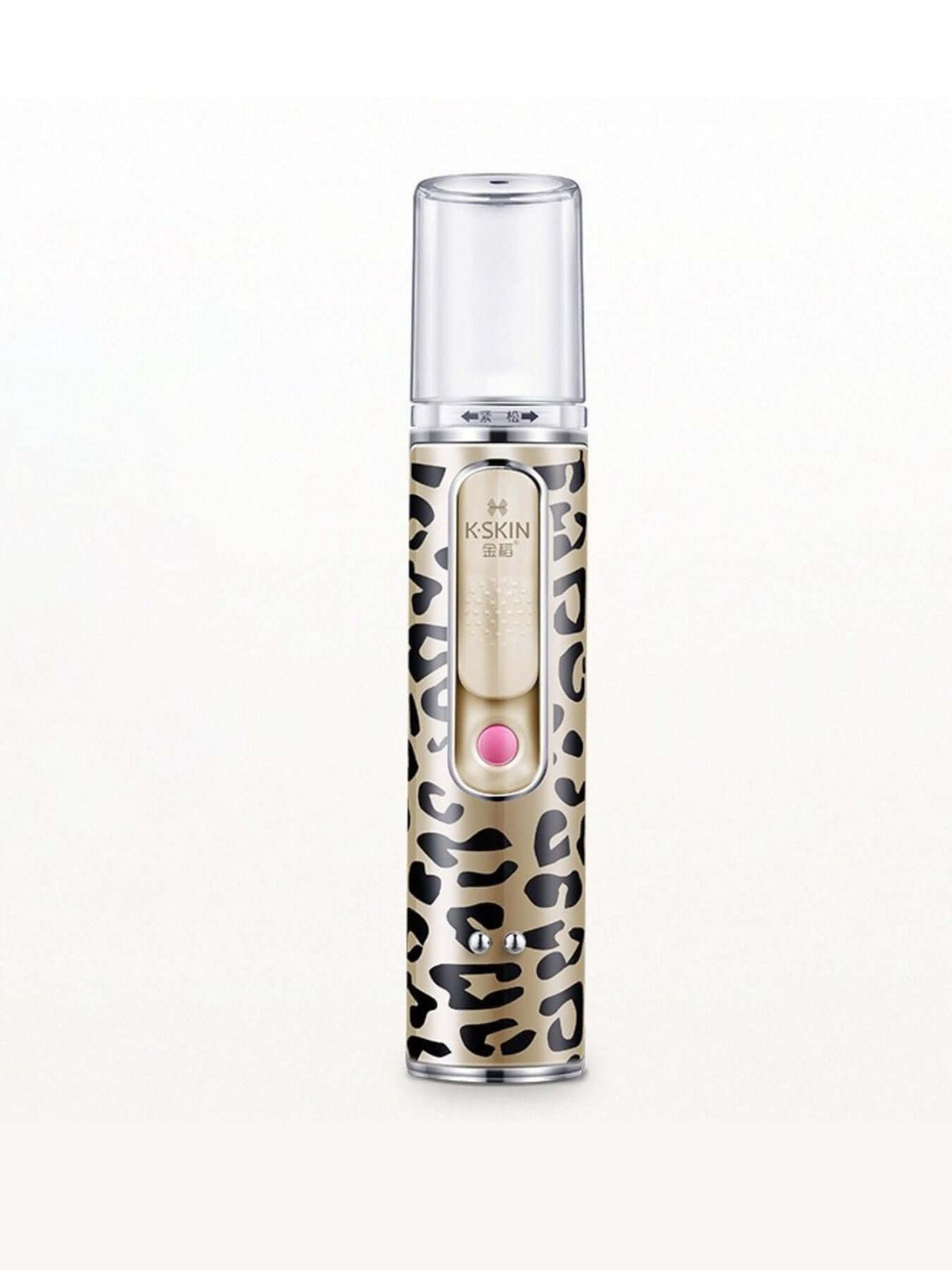 Portable Facial Mister Nano Sprayer in leopard print design, made from ABS material, perfect for on-the-go hydration.