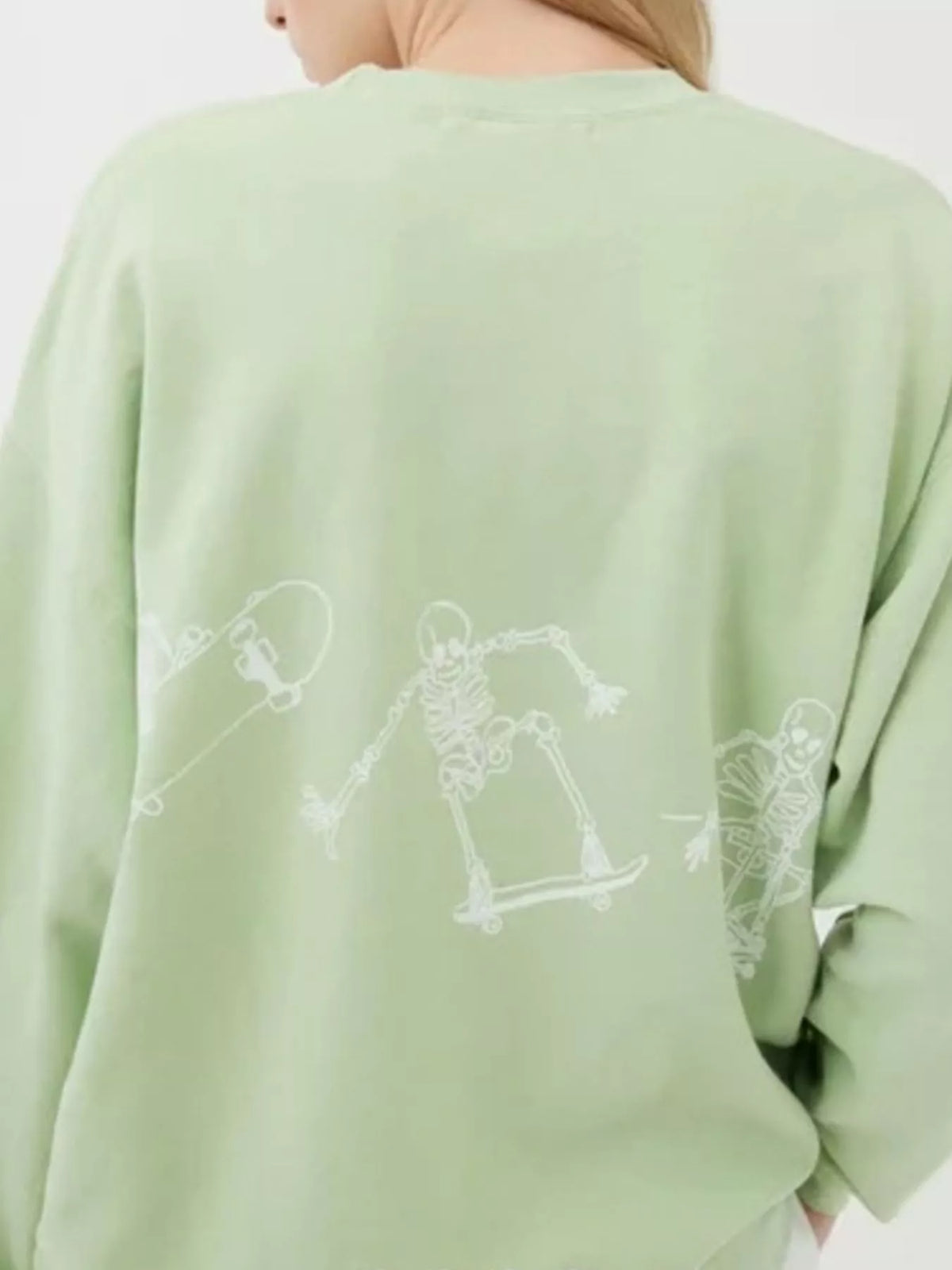 Skeleton Graphic Round Neck Sweatshirt - Lilixa.store