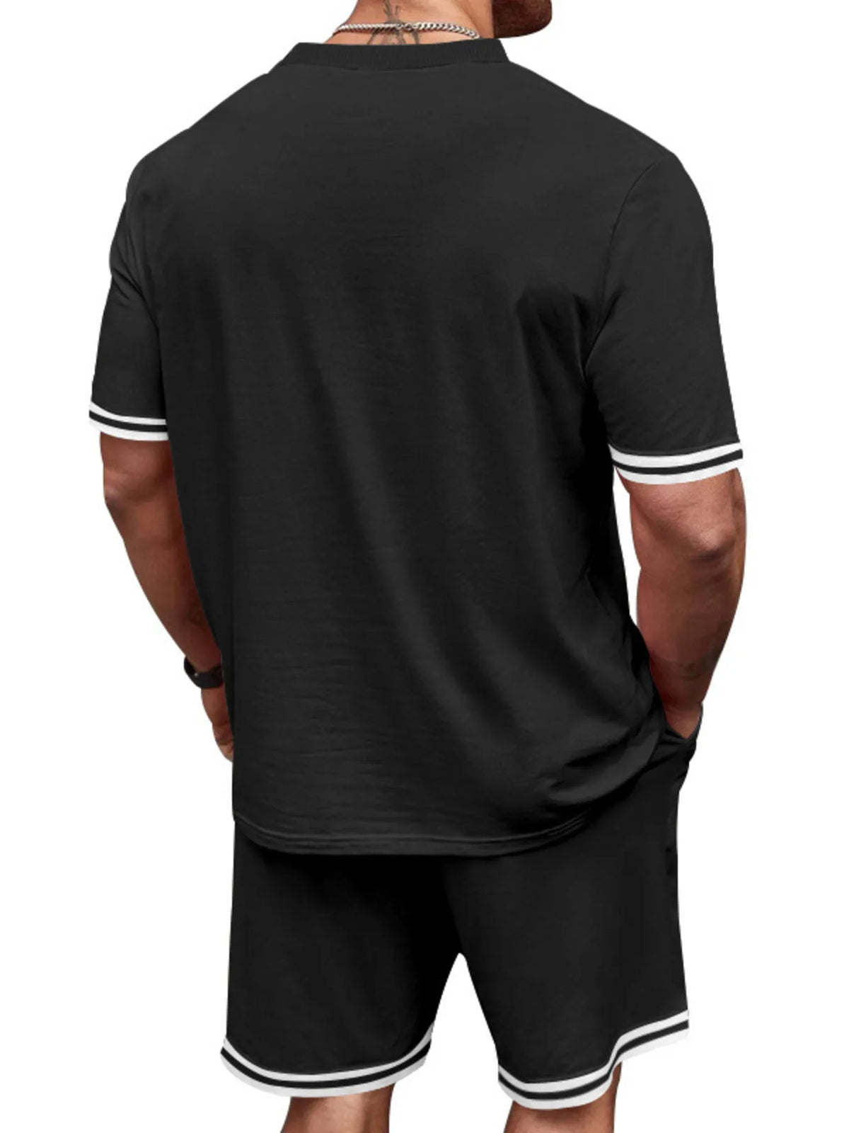 Men's Full Size Striped Short Sleeve Tee and Shorts Set Plus Size - Lilixa.store