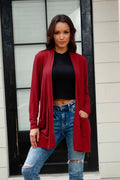 Basic Bae Full Size Open Front Long Sleeve Cardigan with Pockets - Lilixa.store