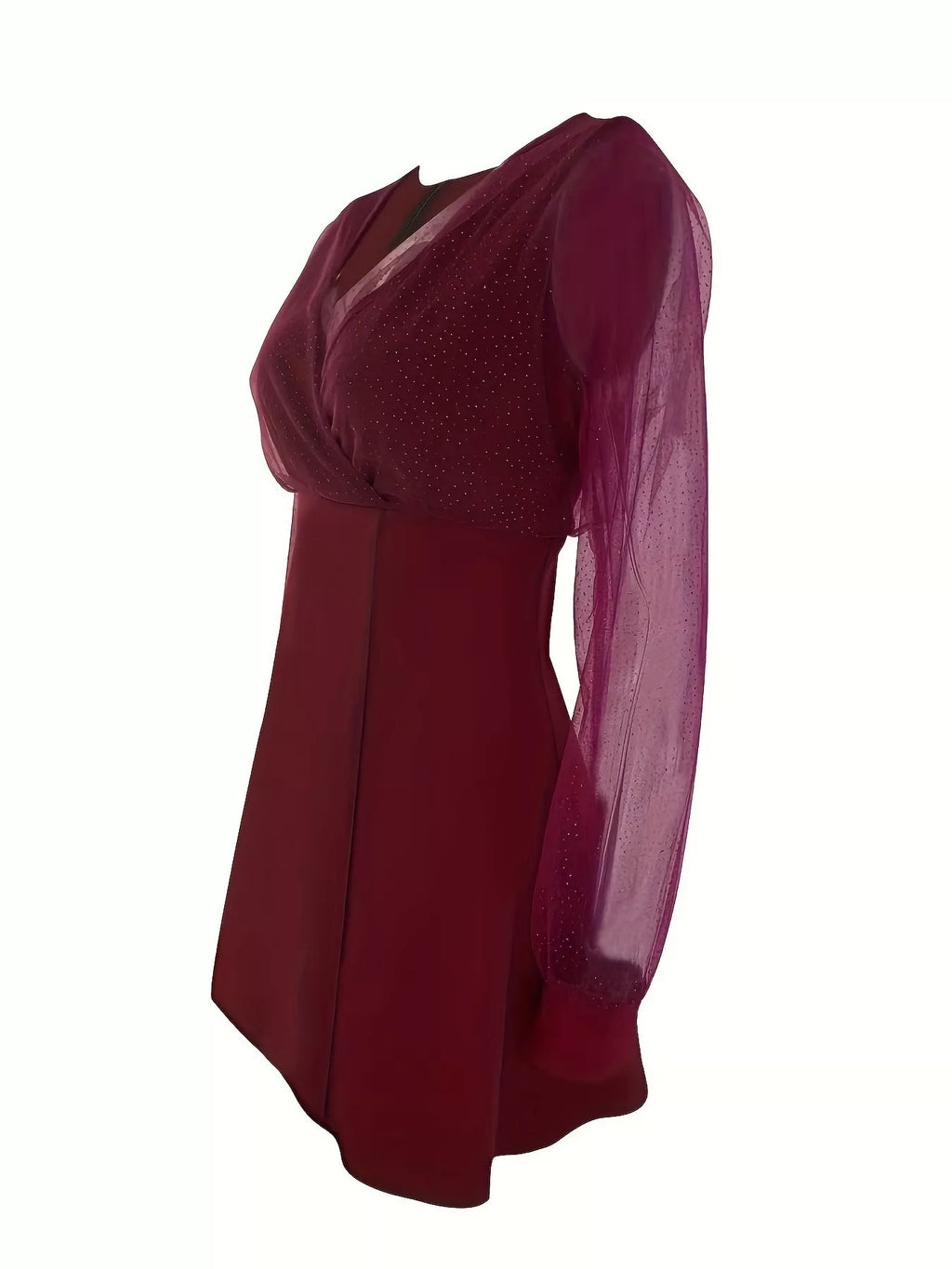 Glitter Mesh Long Sleeve Mini Dress - Lilixa.store