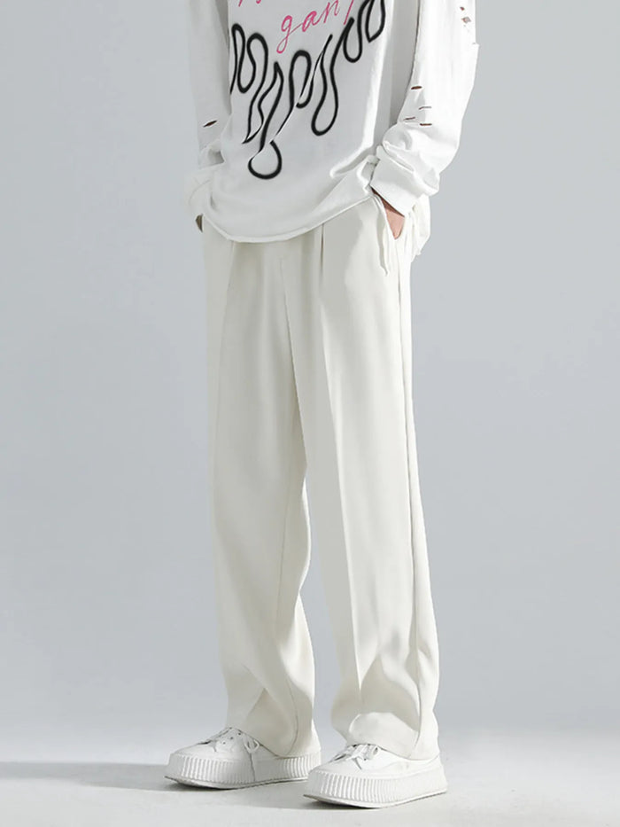 Men's Full Size Loose Fit Casual Pants Plus Size in Creamy-white