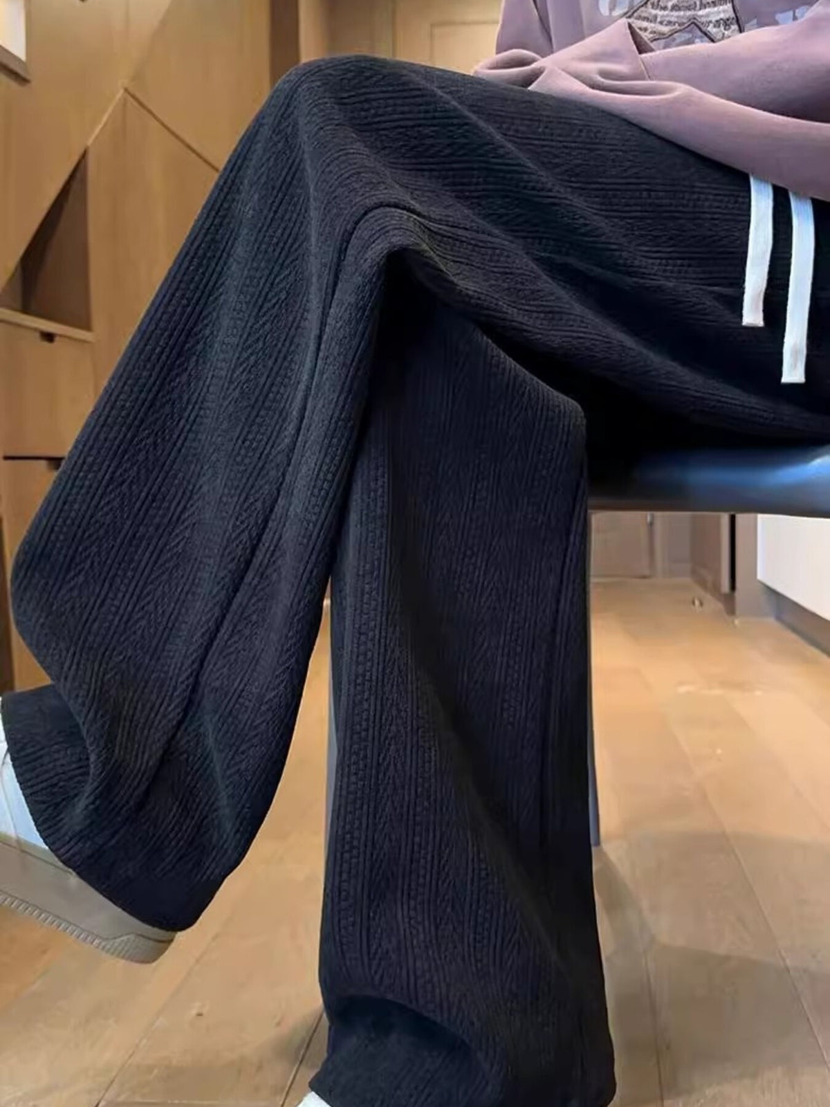 Men's Plus Size Texture Wide Leg Pants, view 3