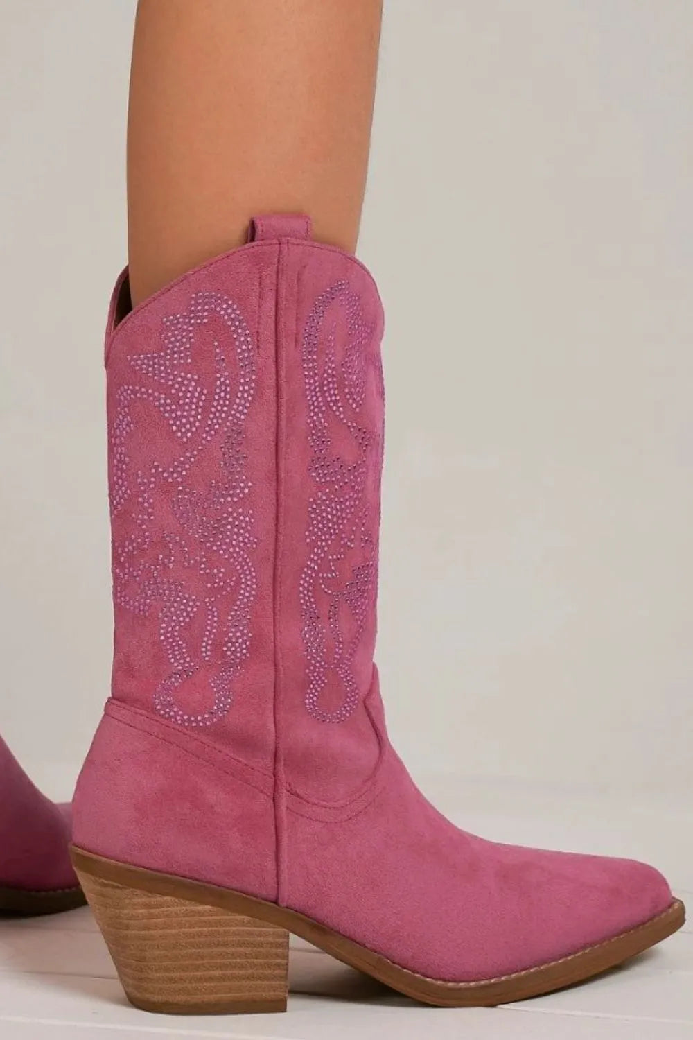 Beast Fashion Rhinestone Detail Point Toe Boots - Lilixa.store