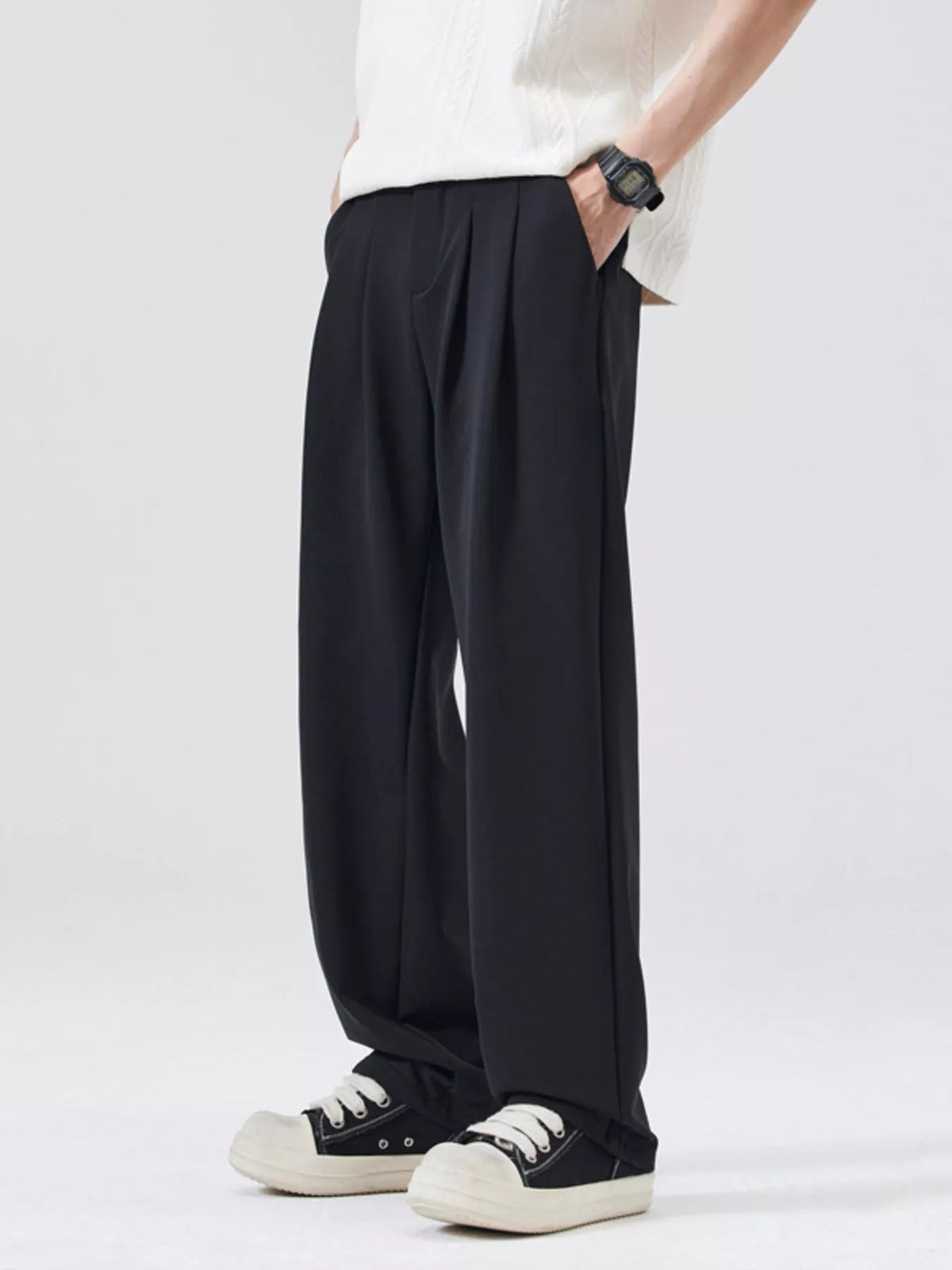 Men's Full Size Relaxed Fit Casual Pants Plus Size in Black