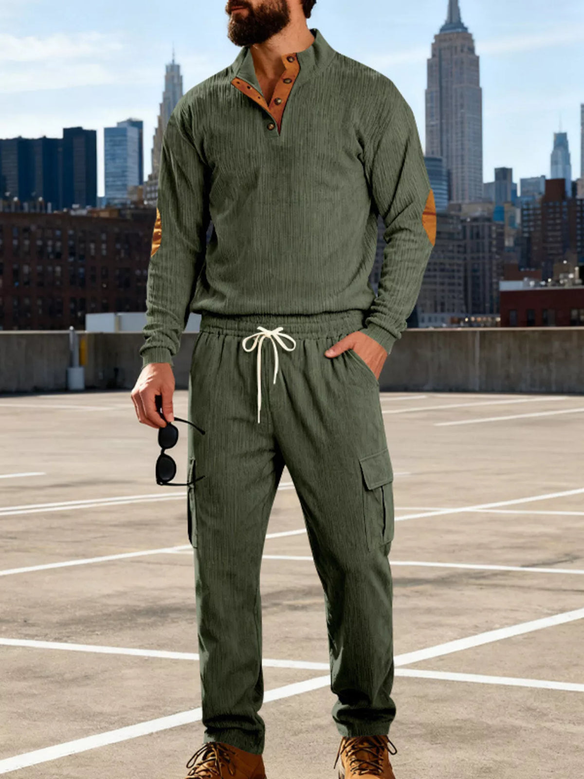 Men's Full Size Casual Button Detail Top and Pants Set Plus Size - Lilixa.store