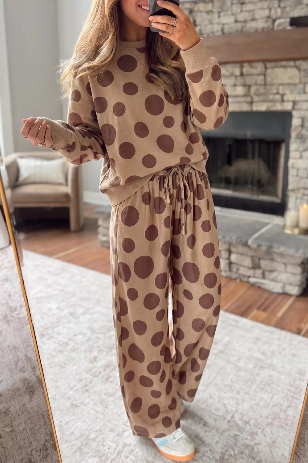 Polka Dot Top and Pants Two-Piece Set - Lilixa.store
