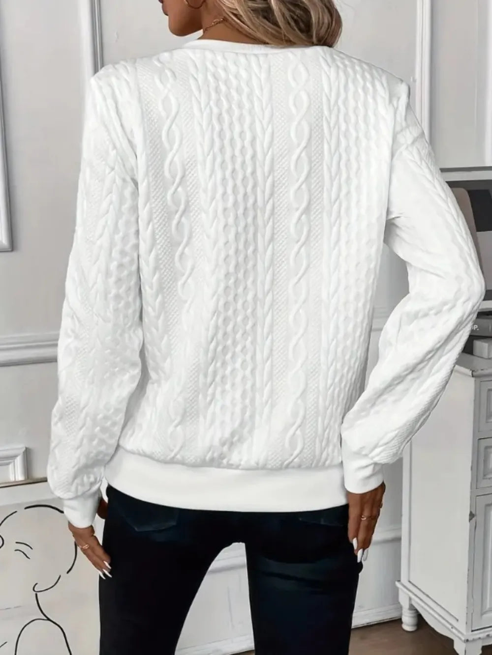 Texture Half Zip Long Sleeve Sweatshirt - Lilixa.store