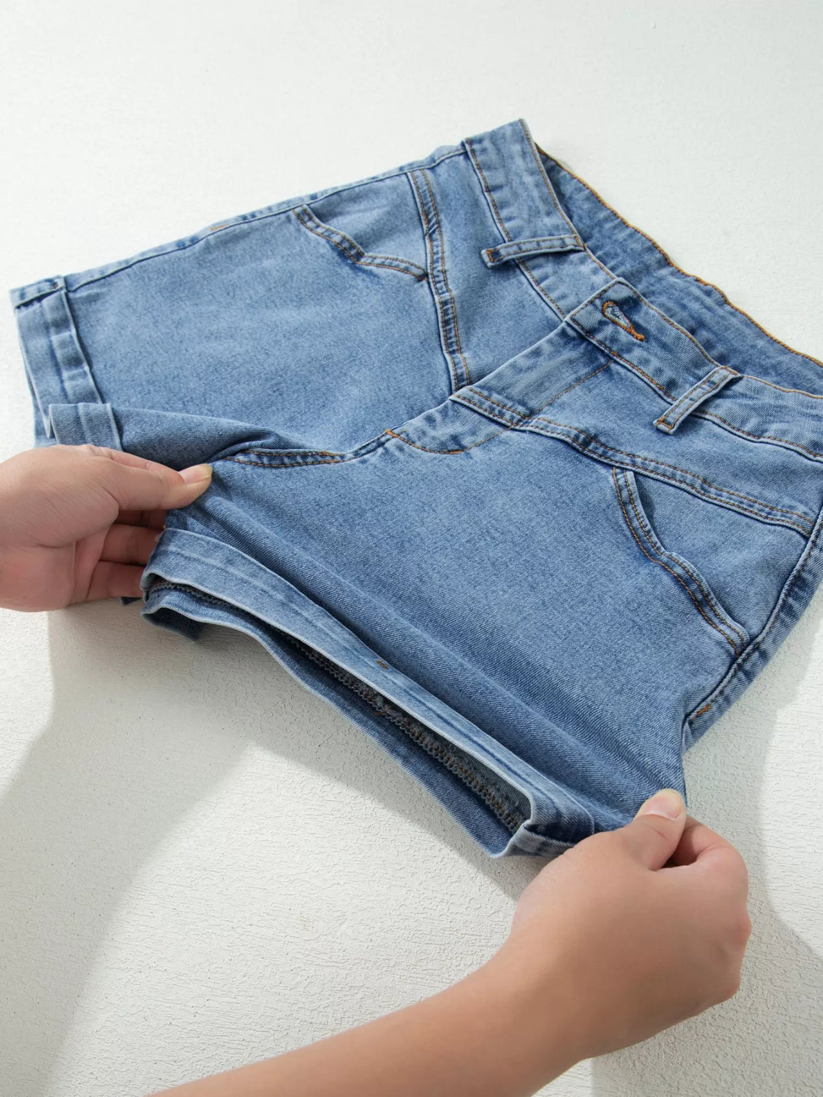 High-Waisted Denim Shorts - Lilixa.store