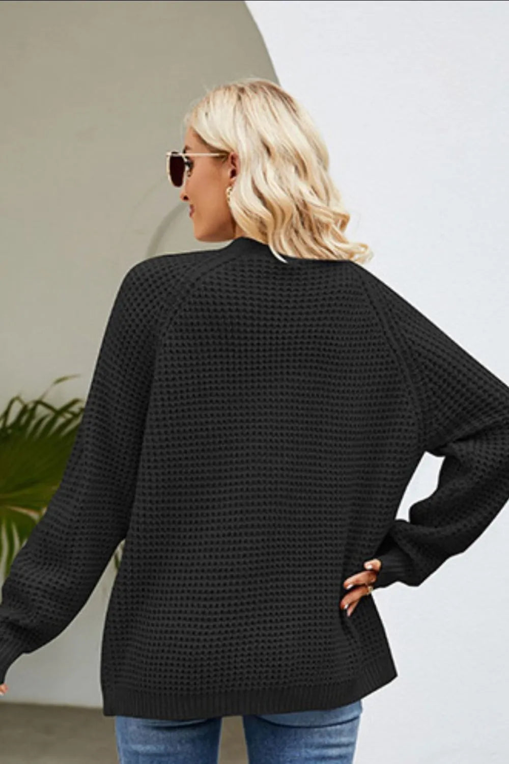 Open Front Raglan Sleeve Pocketed Cardigan - Lilixa.store
