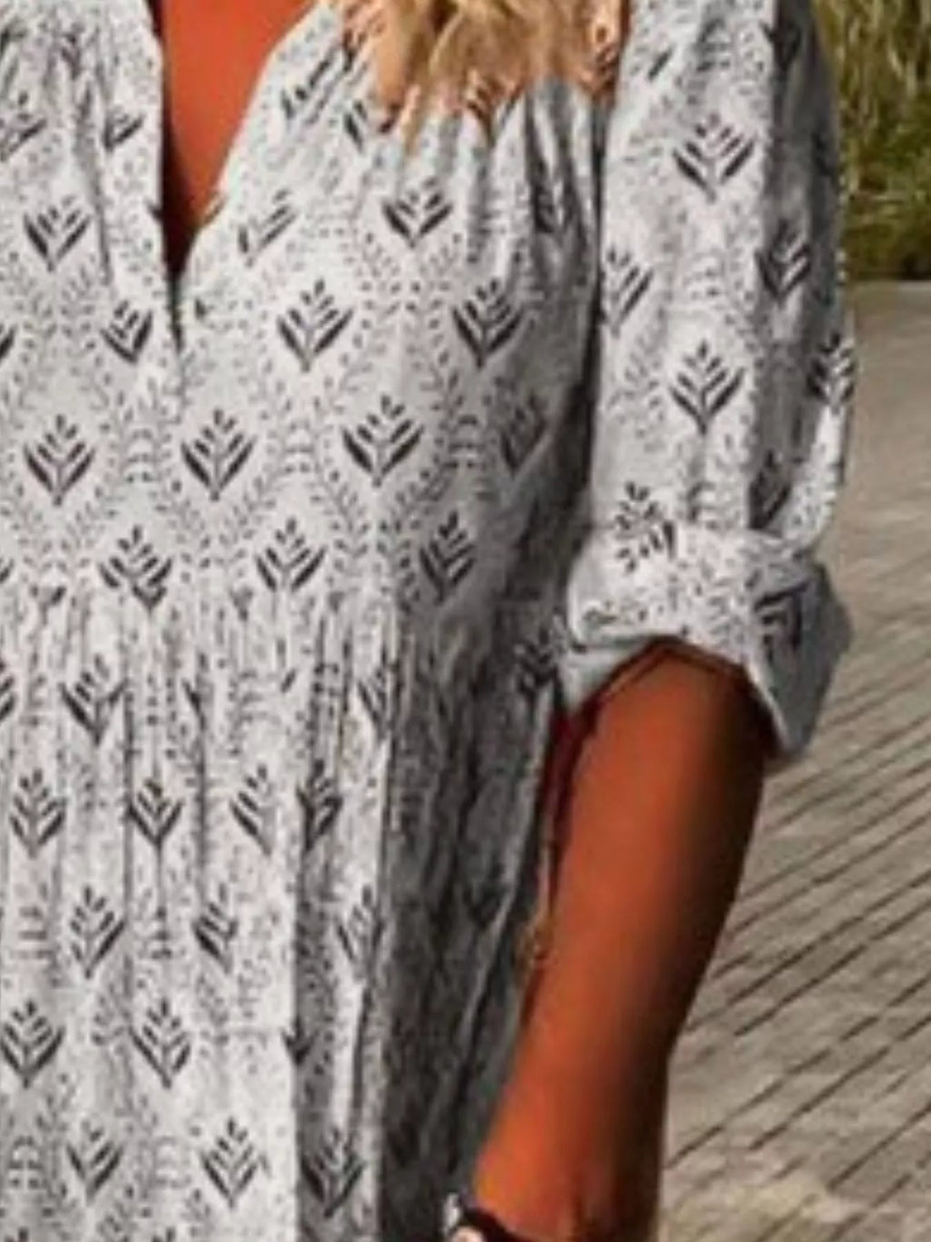 Full Size Printed Notched Tiered Maxi Dress Plus Size - Lilixa.store