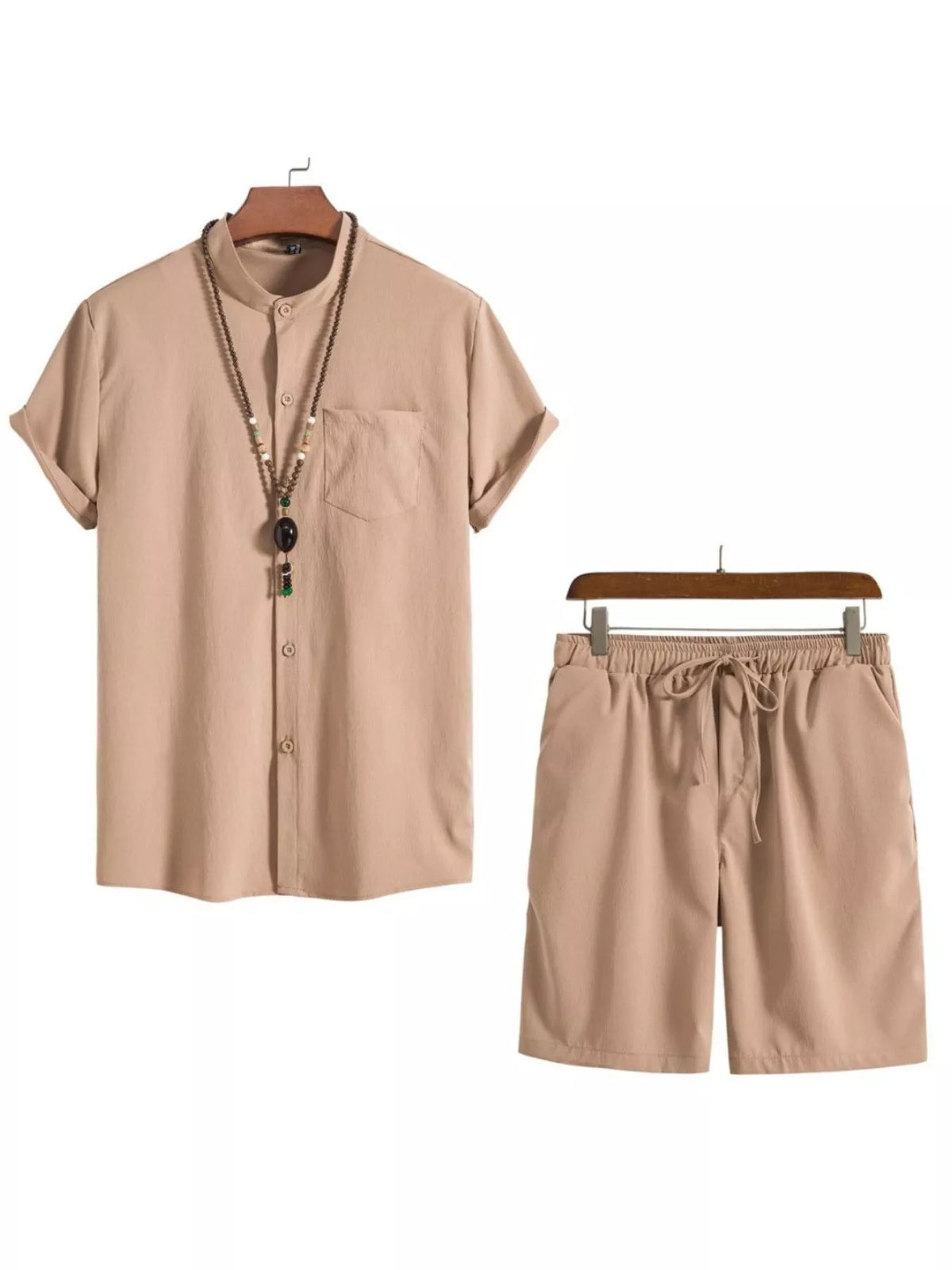 Men's Plus Size Casual Short Sleeve Shirt and Shorts Set - Lilixa.store