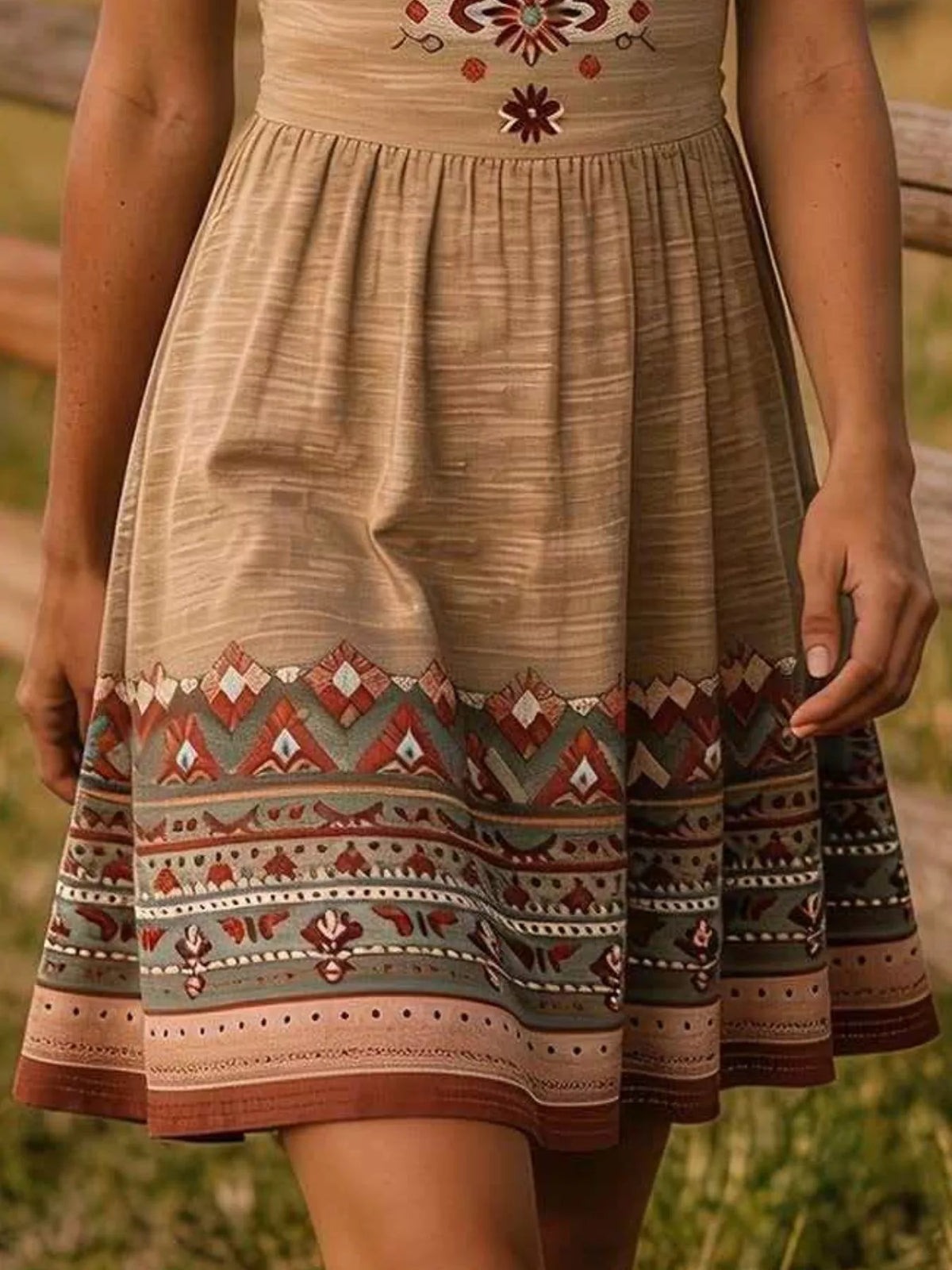 Tribal Print Sleeveless A-Line Summer Dress - Lilixa.store