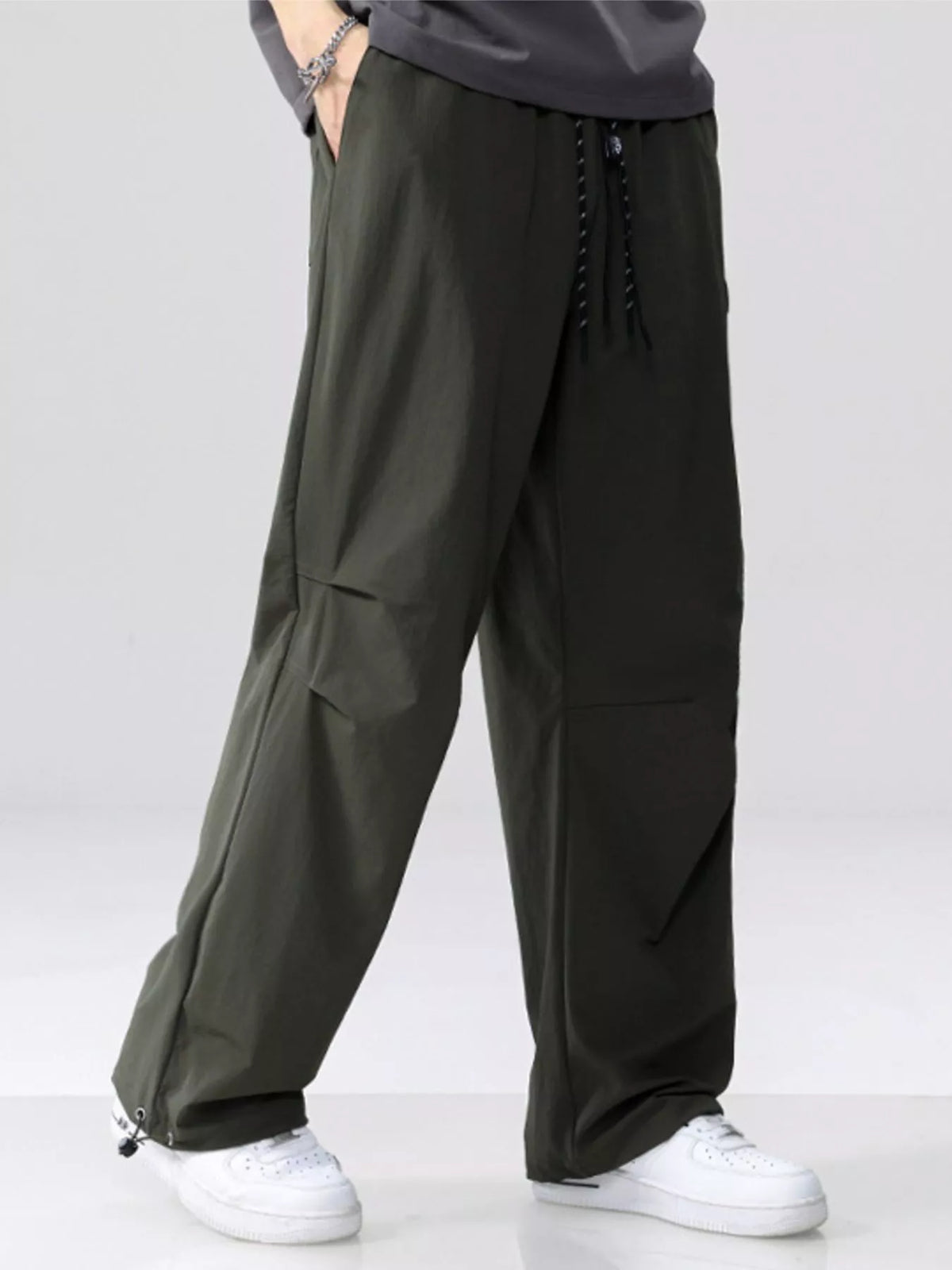Men's Plus Size Drawstring Wide Leg Pants, view 2