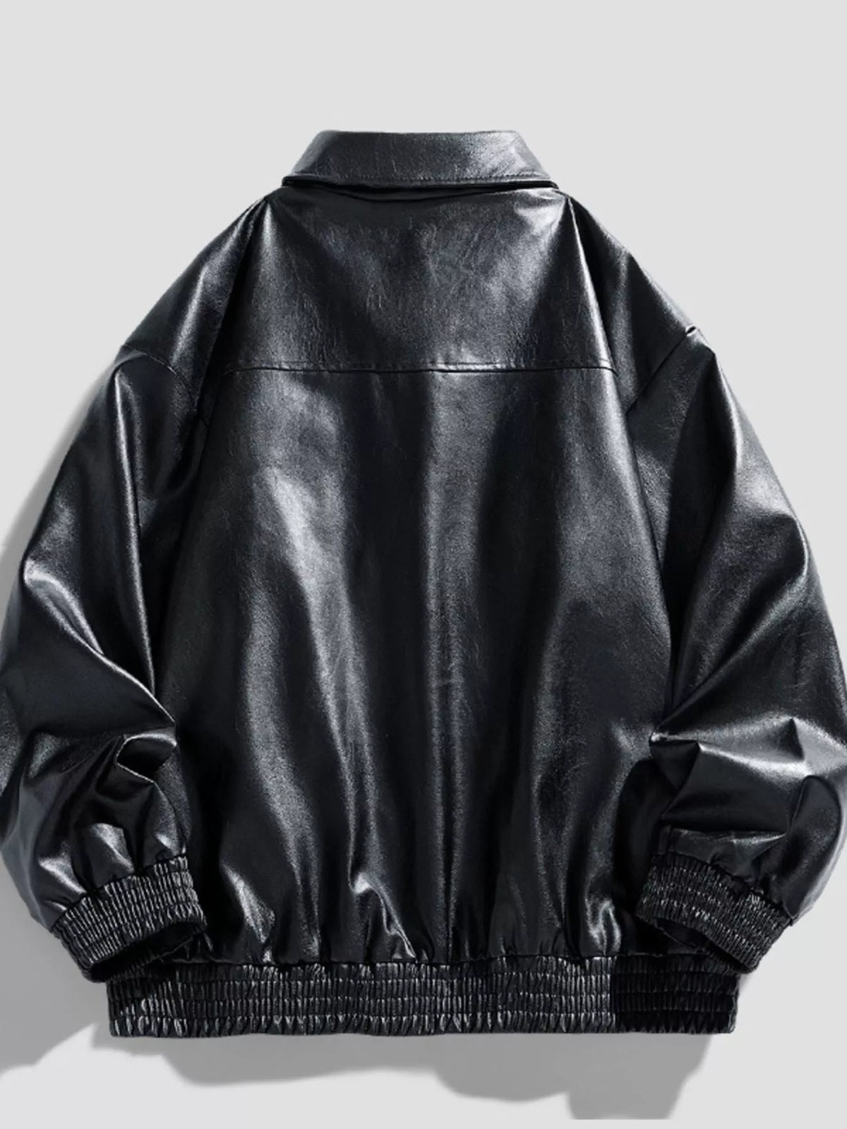 Men's Plus Size Zip Up Leather Jacket - Lilixa.store