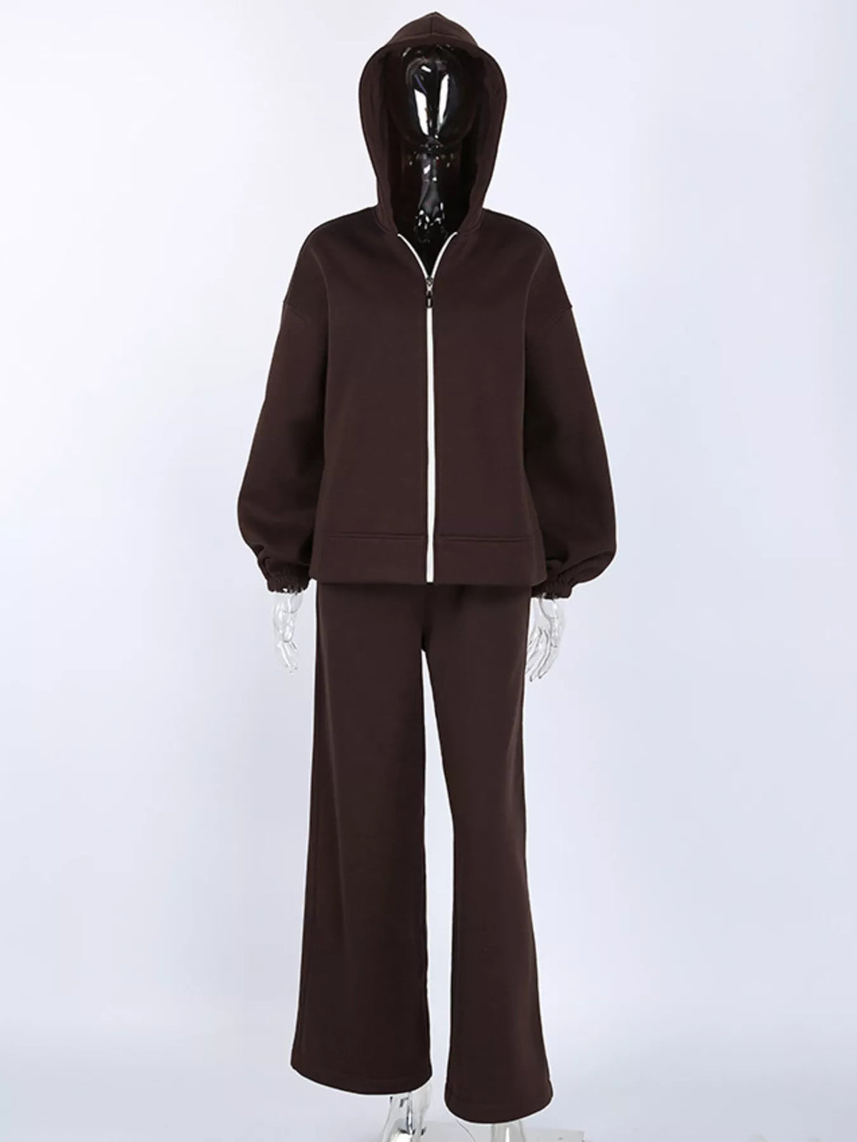 Zip-Up Hoodie and Wide-Leg Sweatpants Set