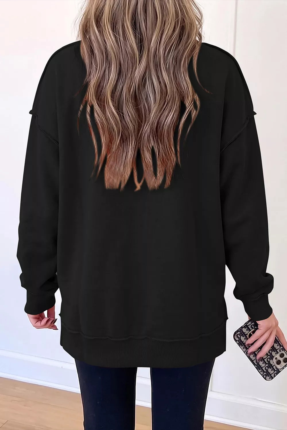 Rhinestone Flying Mallard Mock Neck Tunic Sweatshirt