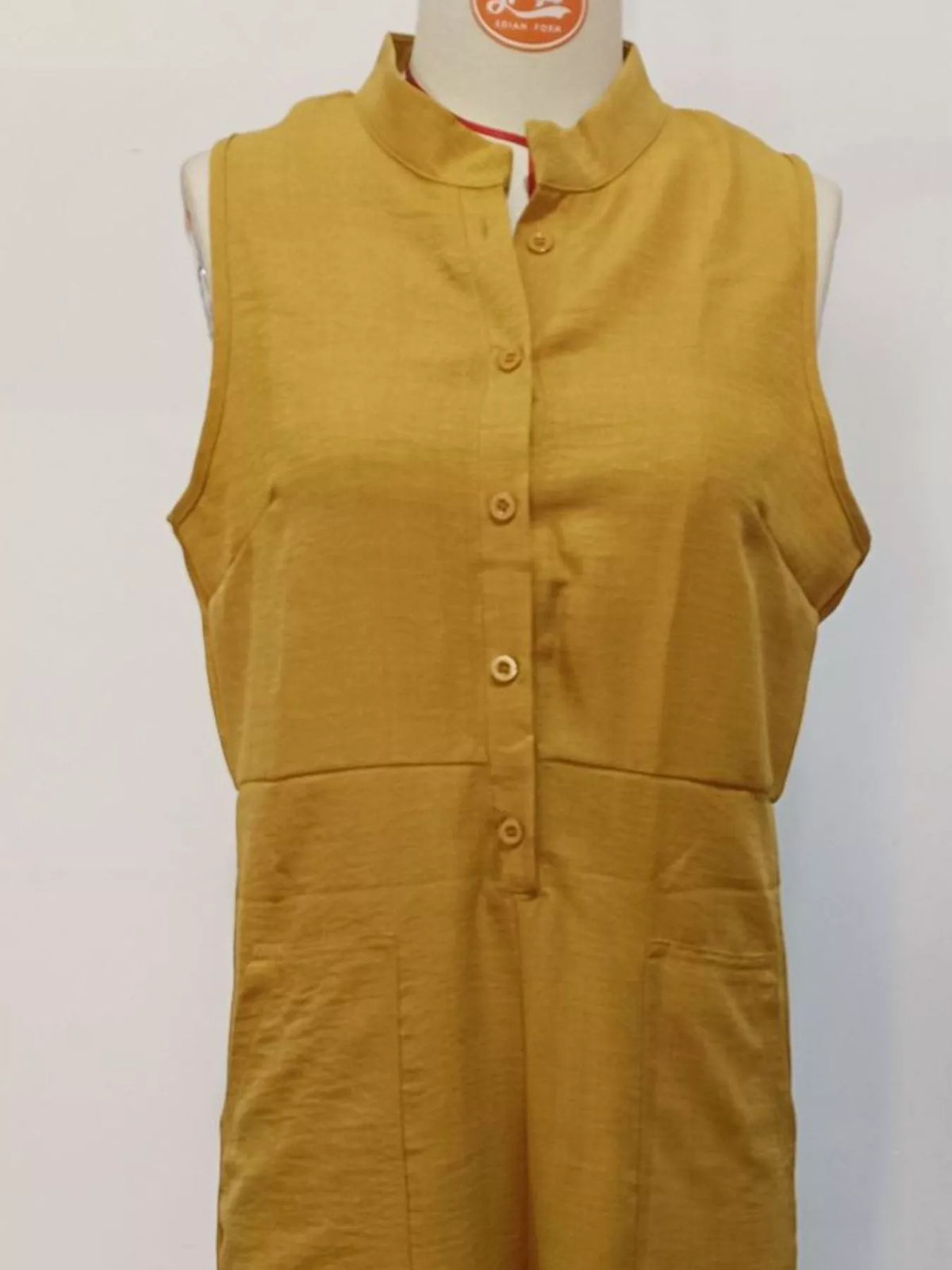 Full Size Button Front Sleeveless Jumpsuit Plus Size - Lilixa.store