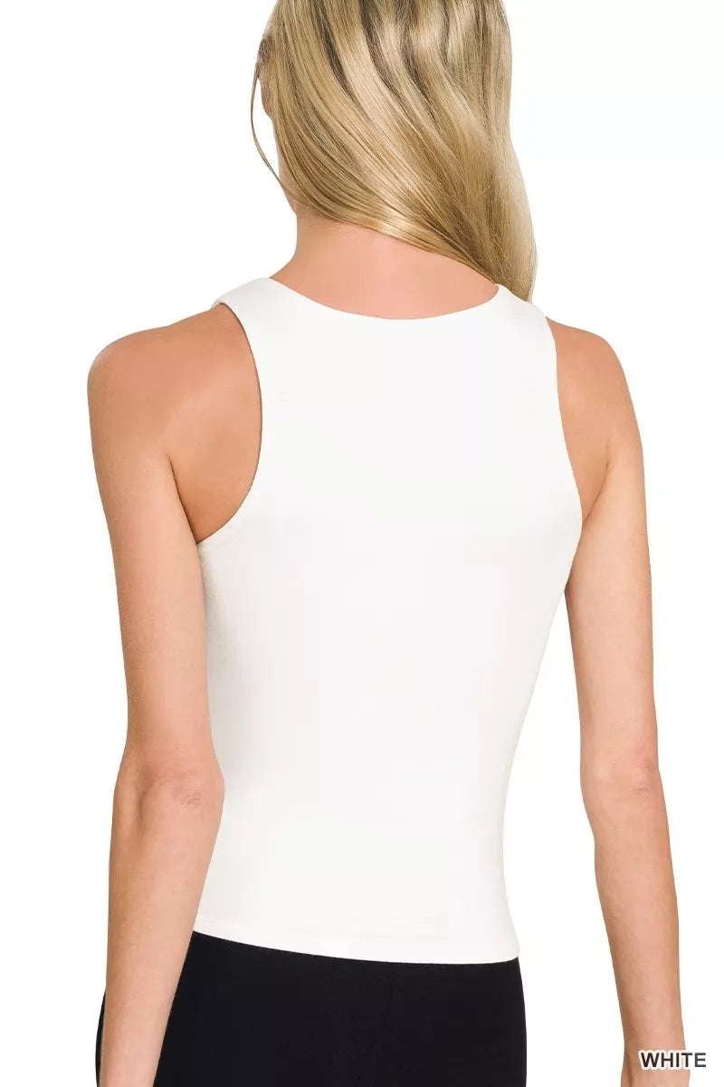 Zenana Premium Rayon Double Layered Round Neck Tank Top - Lilixa.store